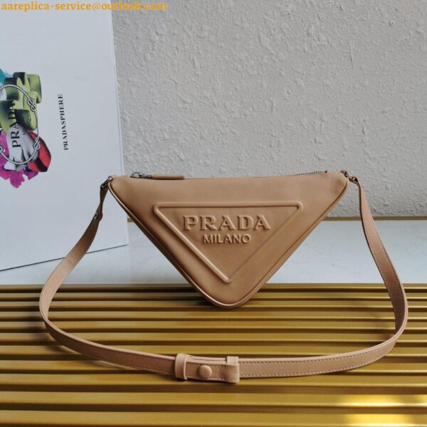 Replica Prada Triangle Shoulder Bag In Beige Calfskin 6