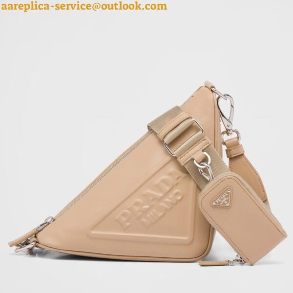 Replica Prada Triangle Shoulder Bag In Beige Calfskin 15