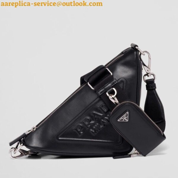 Replica Prada Triangle Shoulder Bag In Black Calfskin 3