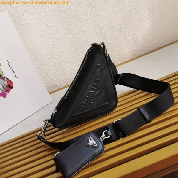 Replica Prada Triangle Shoulder Bag In Black Calfskin 4