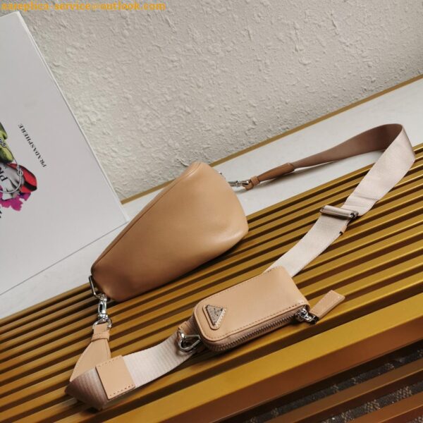 Replica Prada Triangle Shoulder Bag In Beige Calfskin 23