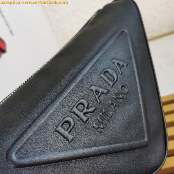 Replica Prada Triangle Shoulder Bag In Black Calfskin 5