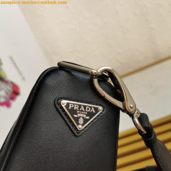 Replica Prada Triangle Shoulder Bag In Black Calfskin 7