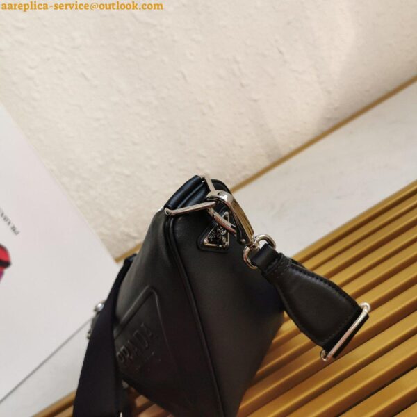 Replica Prada Triangle Shoulder Bag In Black Calfskin 9