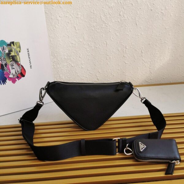 Replica Prada Triangle Shoulder Bag In Black Calfskin 12