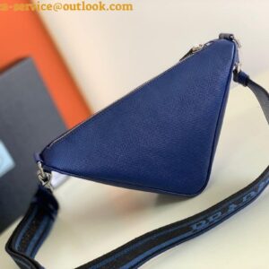 Replica Prada Triangle Shoulder Bag In Blue Saffiano Leather