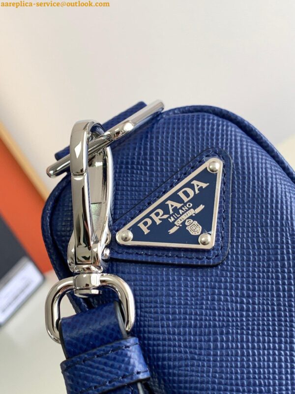 Replica Prada Triangle Shoulder Bag In Blue Saffiano Leather 5