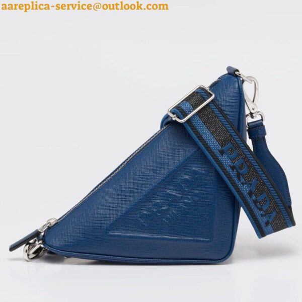 Replica Prada Triangle Shoulder Bag In Blue Saffiano Leather 7