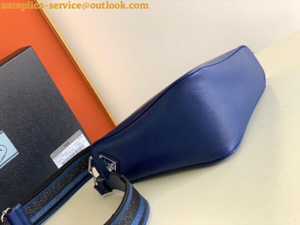 Replica Prada Triangle Shoulder Bag In Blue Saffiano Leather 9