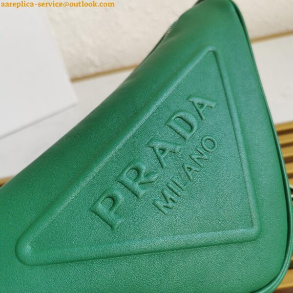 Replica Prada Triangle Shoulder Bag In Green Calfskin 5