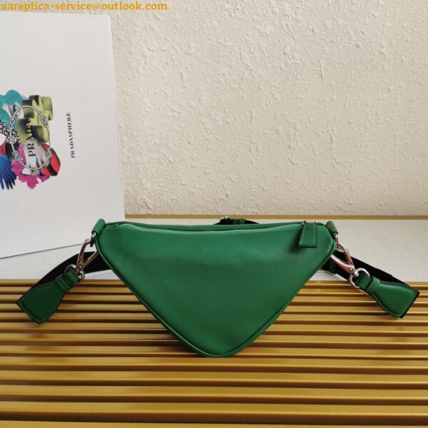 Replica Prada Triangle Shoulder Bag In Green Calfskin 6