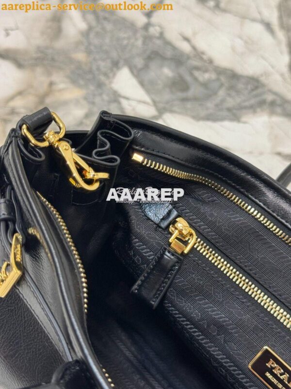 Replica Prada Large leather shoulder bag 1BA433 Black 12