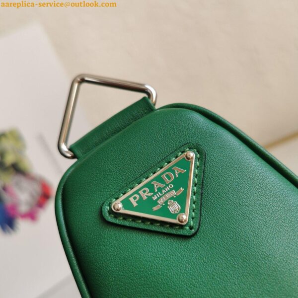 Replica Prada Triangle Shoulder Bag In Green Calfskin 10