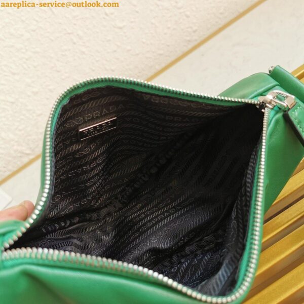 Replica Prada Triangle Shoulder Bag In Green Calfskin 11