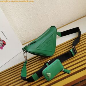 Replica Prada Triangle Shoulder Bag In Green Saffiano Leather