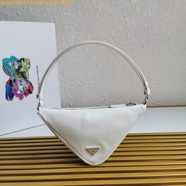 Replica Prada Triangle Shoulder Bag In White Calfskin 7