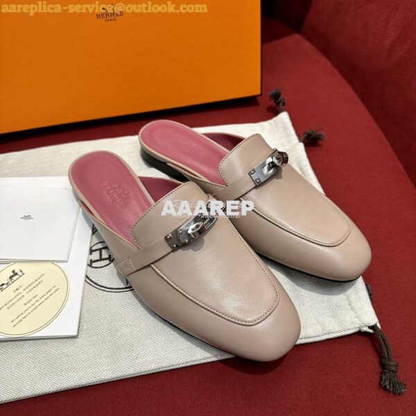 Replica Hermes OZ Mule in Goatskin Beige Nude H211157Z 3