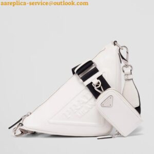 Replica Prada Triangle Shoulder Bag In White Saffiano Leather 2