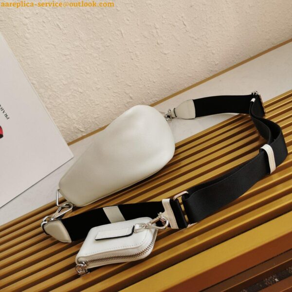 Replica Prada Triangle Shoulder Bag In White Saffiano Leather 5