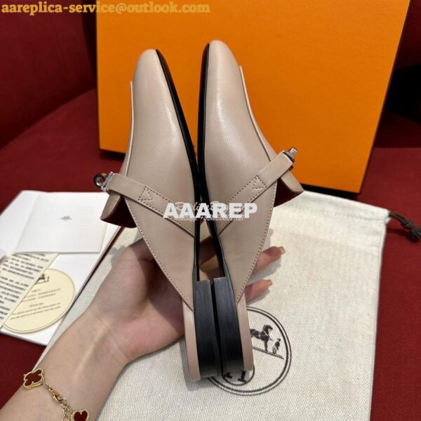 Replica Hermes OZ Mule in Goatskin Beige Nude H211157Z 7