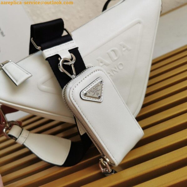 Replica Prada Triangle Shoulder Bag In White Saffiano Leather 8