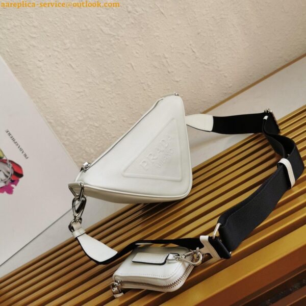 Replica Prada Triangle Shoulder Bag In White Saffiano Leather 12