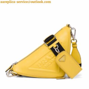 Replica Prada Triangle Shoulder Bag In Yellow Calfskin