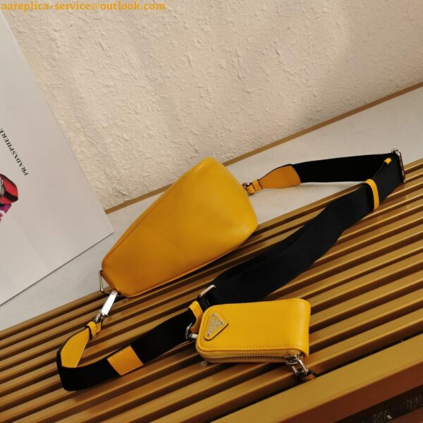 Replica Prada Triangle Shoulder Bag In Yellow Calfskin 4