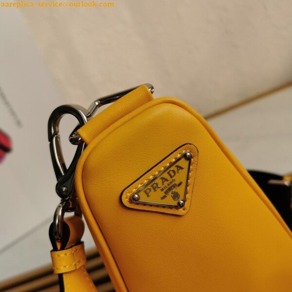 Replica Prada Triangle Shoulder Bag In Yellow Calfskin 5