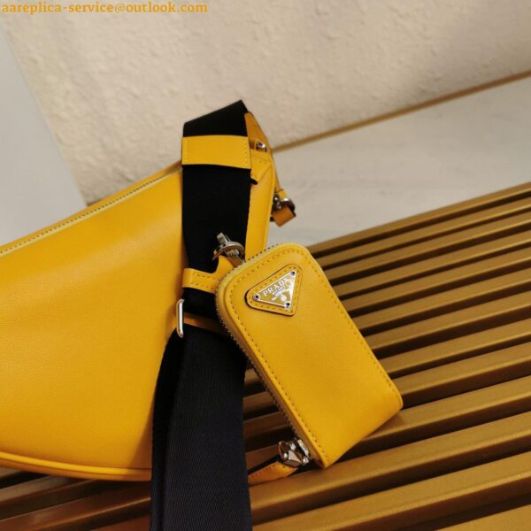 Replica Prada Triangle Shoulder Bag In Yellow Calfskin 6