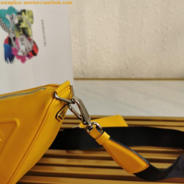 Replica Prada Triangle Shoulder Bag In Yellow Calfskin 9