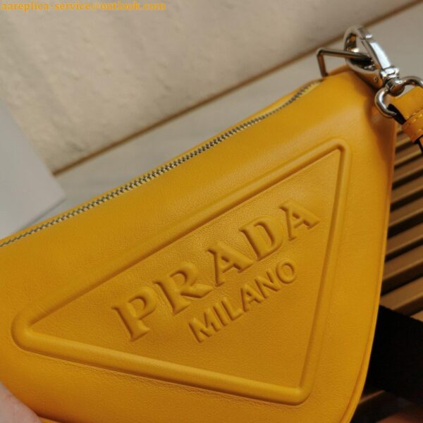 Replica Prada Triangle Shoulder Bag In Yellow Calfskin 10