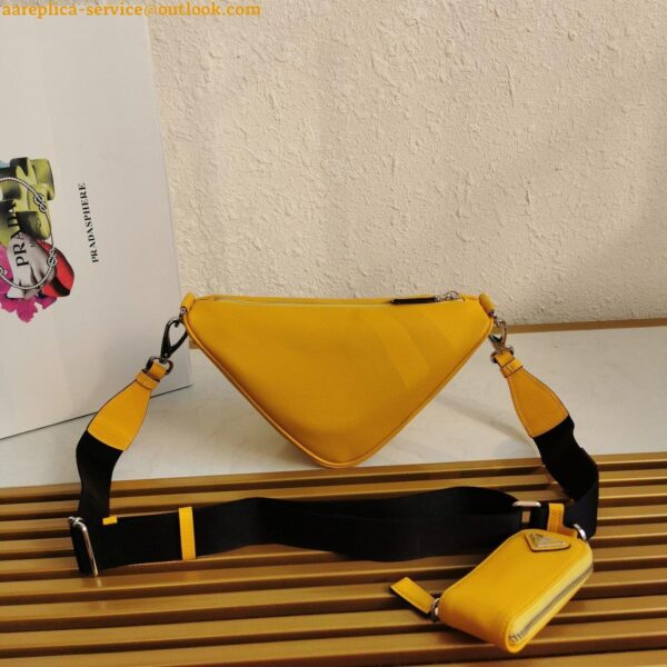 Replica Prada Triangle Shoulder Bag In Yellow Calfskin 11