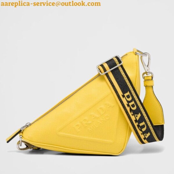 Replica Prada Triangle Shoulder Bag In Yellow Saffiano Leather 3