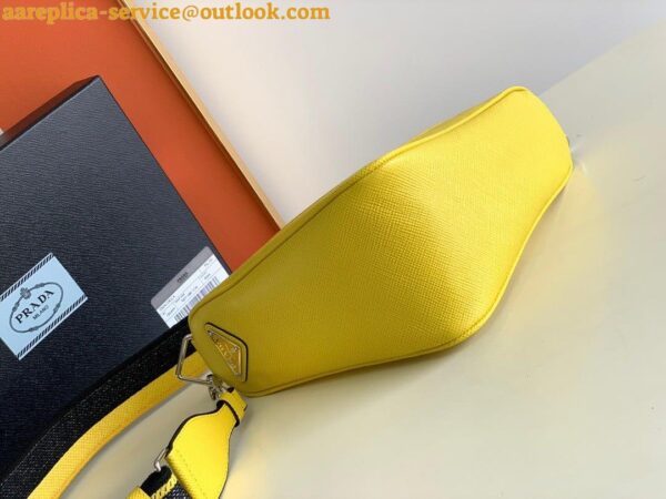 Replica Prada Triangle Shoulder Bag In Yellow Saffiano Leather 6