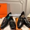 Replica Hermes Paris Loafer H182182 Black w Bubinga Pink Goatskin Inso 2