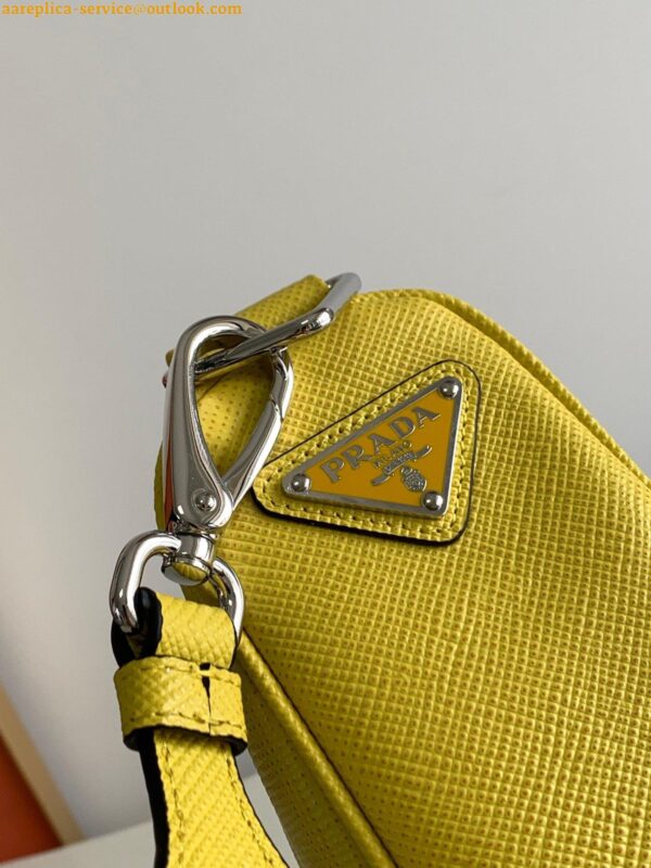 Replica Prada Triangle Shoulder Bag In Yellow Saffiano Leather 7