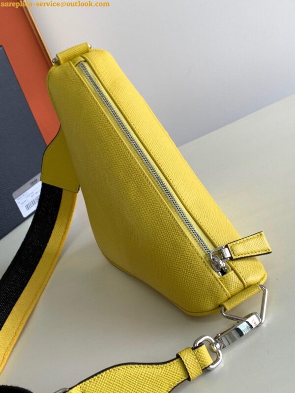 Replica Prada Triangle Shoulder Bag In Yellow Saffiano Leather 9