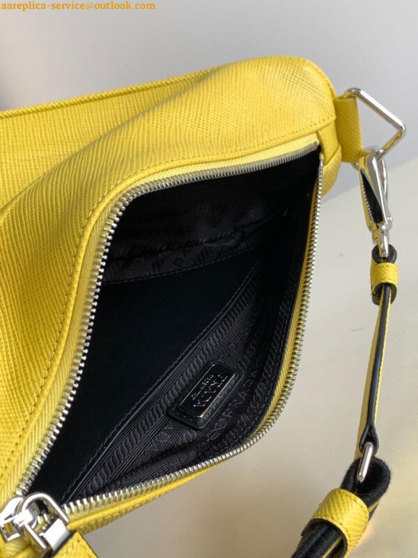 Replica Prada Triangle Shoulder Bag In Yellow Saffiano Leather 10