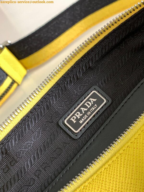 Replica Prada Triangle Shoulder Bag In Yellow Saffiano Leather 11