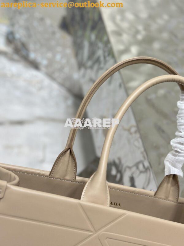 Replica Prada Large Leather Symbole Bag With Topstitching 1BA377 Sand 8
