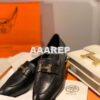 Replica Hermes Paris Loafer in Goatskin H182182 Noir w Hazelnut Goatsk 2