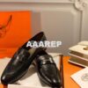 Replica Hermes Paris Loafer in Goatskin H182182 Noir w Yellow Goatskin 2