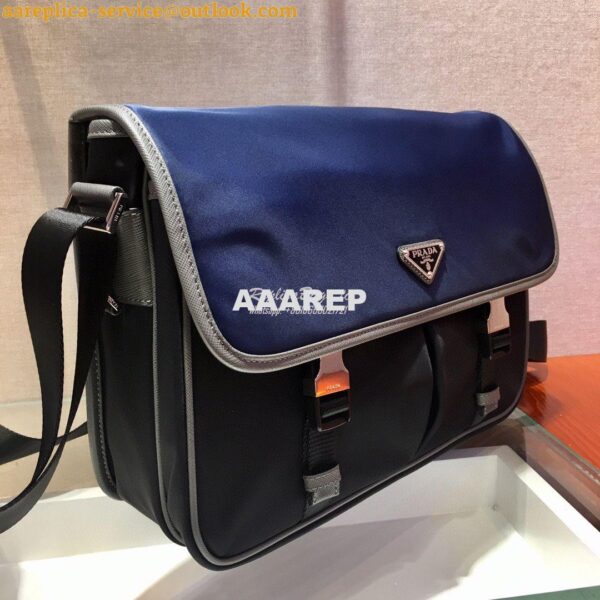 Replica Prada Large Nylon and Saffiano Leather Shoulder Bag 2VD768 Blu 5