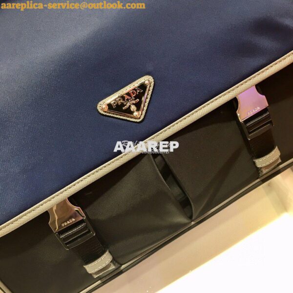 Replica Prada Large Nylon and Saffiano Leather Shoulder Bag 2VD768 Blu 6
