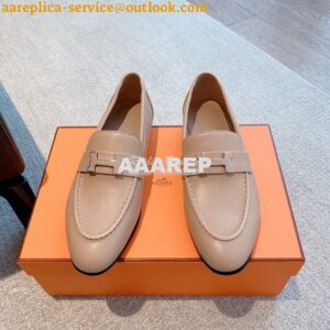 Replica Hermes Paris Loafer in Goatskin with Signature "H" Tone-On-Ton