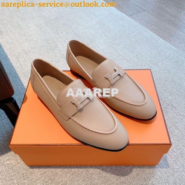 Replica Hermes Paris Loafer in Goatskin with Signature "H" Tone-On-Ton 5