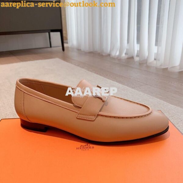 Replica Hermes Paris Loafer in Goatskin with Signature "H" Tone-On-Ton 6