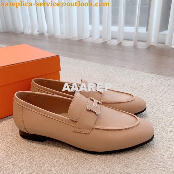 Replica Hermes Paris Loafer in Goatskin with Signature "H" Tone-On-Ton 7