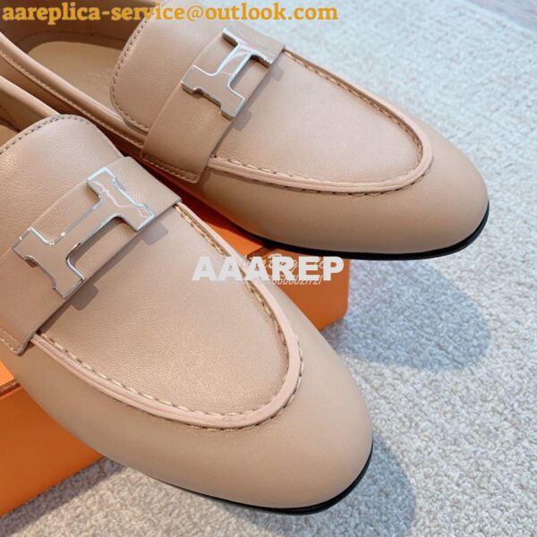 Replica Hermes Paris Loafer in Goatskin with Signature "H" Tone-On-Ton 8